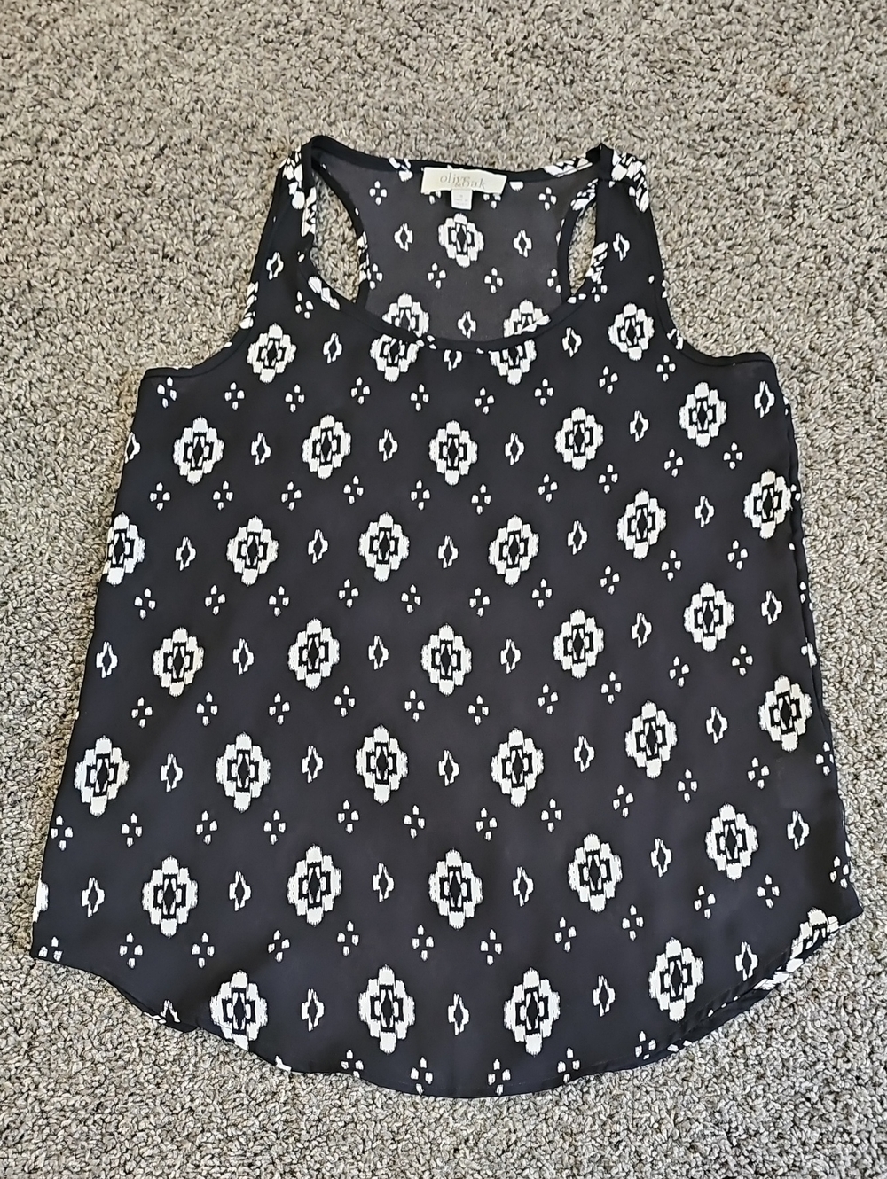 EUC Olive & Oak Black and White Patterned Racerback Camisole Small